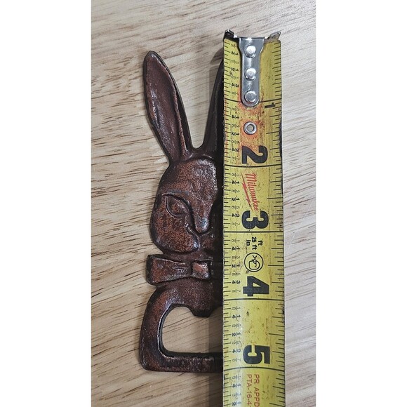 Vintage Rustic Rabbit Head Bottle Opener Cast Iron Bunny Handheld - Picture 5 of 7